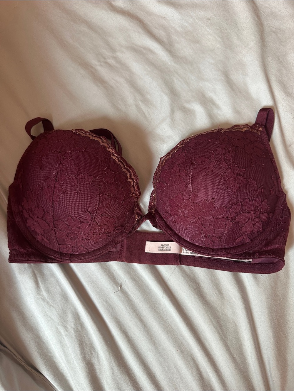 Victoria's Secret Dream Angels Push Up Bra in Burgundy with Gold Trim